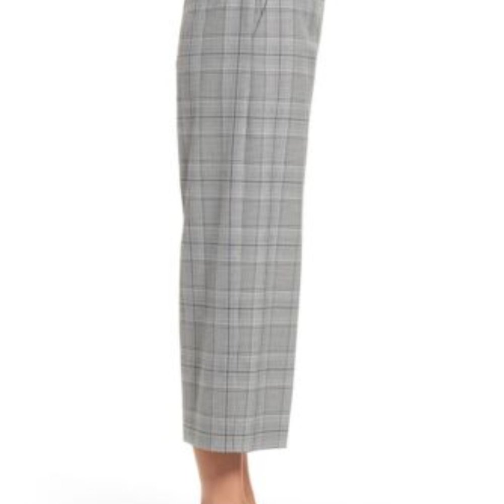 Halogen High Leg Crop Pants Plaid Wide-Leg Crop Dress Pants size 14 - Picture 2 of 9